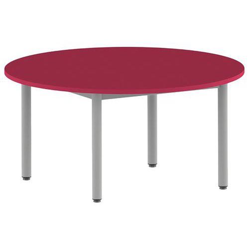 Table Carélie ronde Ø 120 cm fixe T3 stratifié cerise - gris 9006 thumbnail image 1