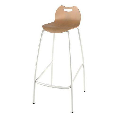 Tabouret 4 pieds hauteur 80 cm coque Bandana bois naturel - blanc 9016 thumbnail image 1