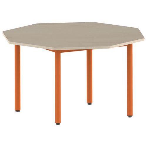 Illustration de : Table Carélie octogonale Ø 120 cm fixe 4 pieds stratifié Mobidecor