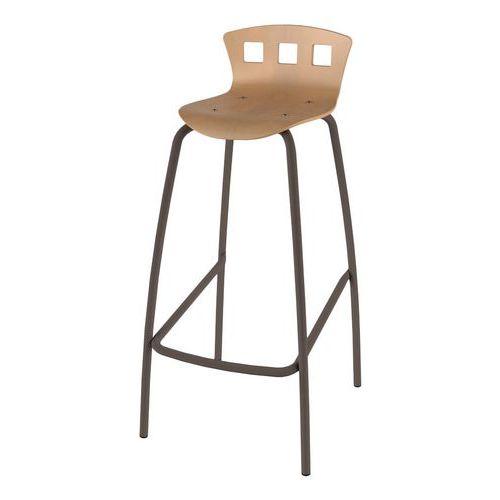 Illustration de : Tabouret 4 pieds hauteur 80 cm coque Caro bois naturel Mobidecor