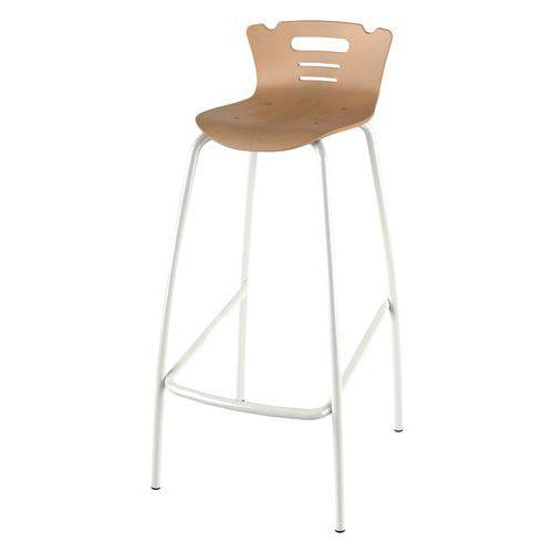 Tabouret 4 pieds hauteur 80 cm coque Coraly bois naturel Mobidecor thumbnail image 1