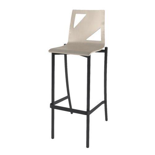 Illustration de : Tabouret Best 4 pieds hauteur 80 cm coque Moda bois naturel ou teinté