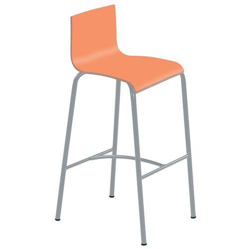 Tabouret 4 pieds hauteur 75 cm stratifié orange/alu 9006 thumbnail image 1