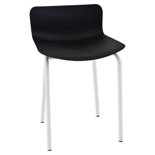 Tabouret bas Popp coque noire - piètement blanc thumbnail image 1