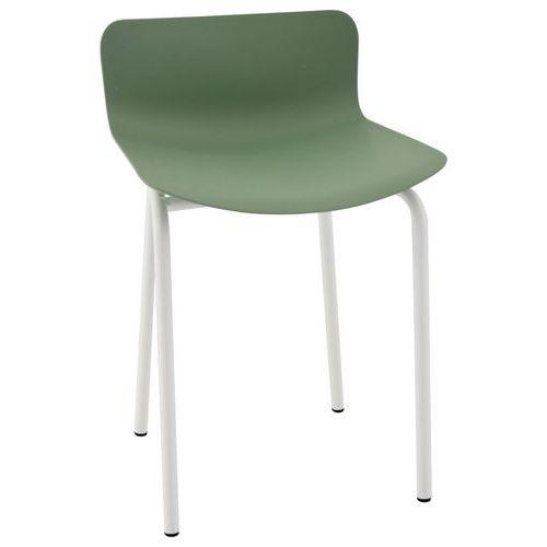 Tabouret bas Popp coque amande - piètement blanc thumbnail image 1