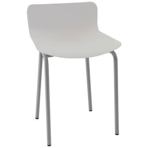 Tabouret bas Popp coque blanche - piètement gris thumbnail image 1
