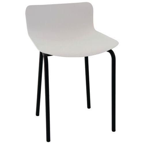 Tabouret bas Popp coque blanche - piètement noir thumbnail image 1