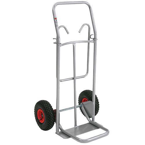 Diable acier porte sac poubelles - Roues pneumatiques - Force 150 kg thumbnail image 1