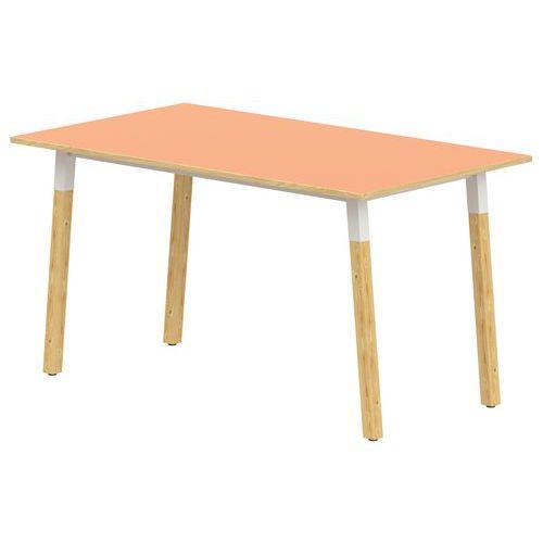 Table 4 pieds inclinés métal/bois 80 x 80 cm T3 stratifié ABS orange/alu 9006 thumbnail image 1