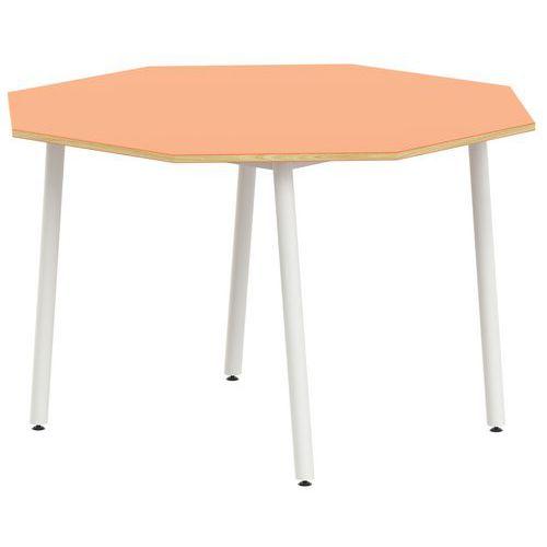 Illustration de : Table 4 pieds inclinés octogonale Ø 120 cm stratifié ABS