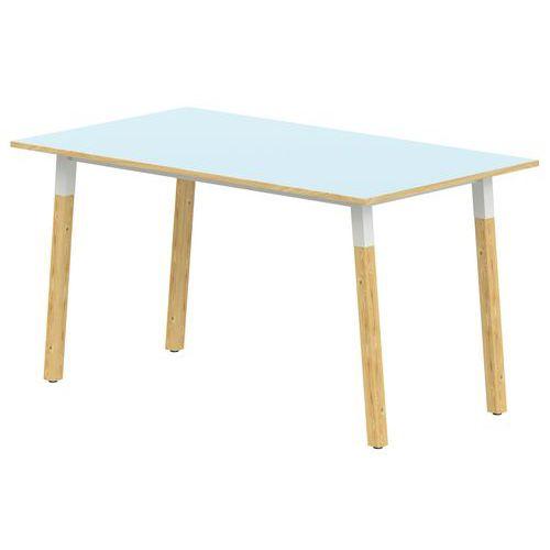 Illustration de : Table 4 pieds inclinés métal/bois 180 x 80 cm stratifié ABS
