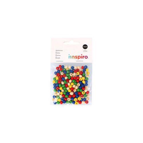 Illustration de : Sachet 215 perles bois rondes multicolores 6 mm - Innspiro