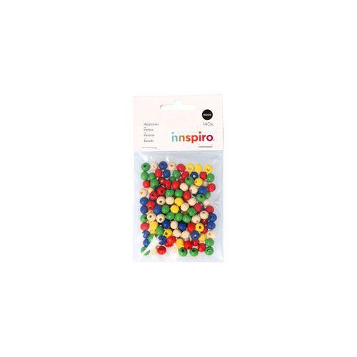 Illustration de : Sachet 140 perles bois rondes multicolores 8 mm - Innspiro