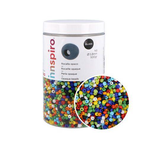 Illustration de : Boîte de 500 g perles de rocaille multicolores opaques - Innspiro