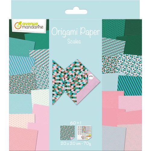 Illustration de : Papier Origami 60 feuilles 20x20 70g - effets - Avenue Mandarine