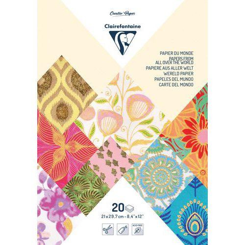 Bloc Papiers du Monde 21x29,7cm, 20 feuilles - Clairefontaine thumbnail image 1