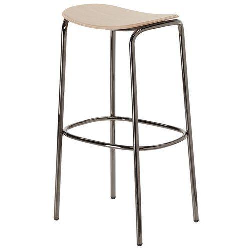 Tabouret Trick hauteur 75 cm bois chêne naturel - nickel thumbnail image 1