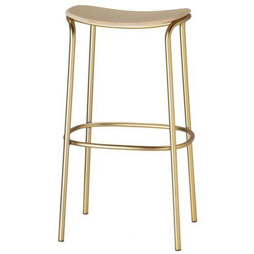 Tabouret Trick hauteur 75 cm bois chêne naturel - doré thumbnail image 1