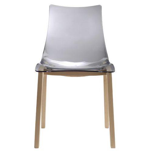 Lot de 2 chaises Zebra antichoc 4 pieds - transparent fumé/hêtre naturel thumbnail image 1