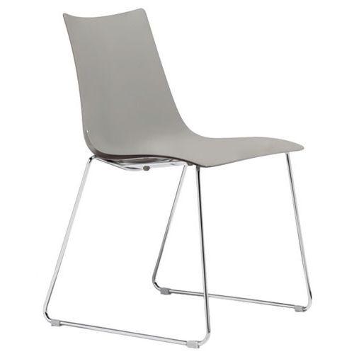 Lot de 2 chaises Zebra taupe - pied traîneau chromé thumbnail image 1