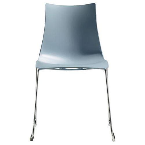 Lot de 2 chaises Zebra azur pied traîneau chromé thumbnail image 1