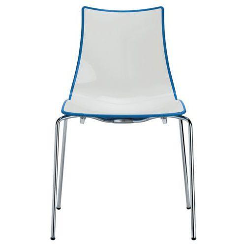 Lot de 4 chaises Zebra 4 pieds - blanc/bleu - chromé thumbnail image 1