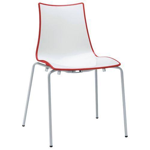 Lot de 4 chaises Zebra 4 pieds - blanc/rouge - peint blanc thumbnail image 1