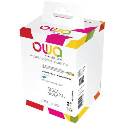 Illustration de : Pack 4 cartouches jet d'encre reconditionnées HP 932/933XL Color - OWA