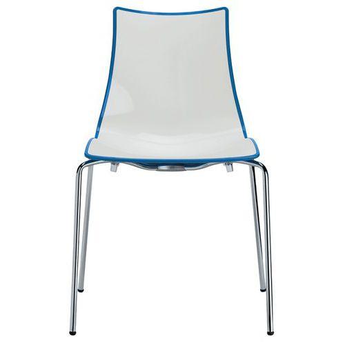 Illustration de : Chaises Zebra bicolore 4 pieds peint ou chromé lot de 4 S-CAB