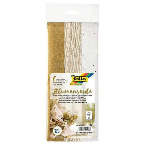 Illustration de : Lot 6 feuilles papier soie 50x75cm esprit de fête or - Folia