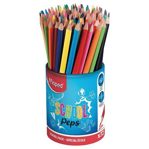 Illustration de : Pot 72 crayons couleurs résine 18cm Ø2,9mm school peps - Maped