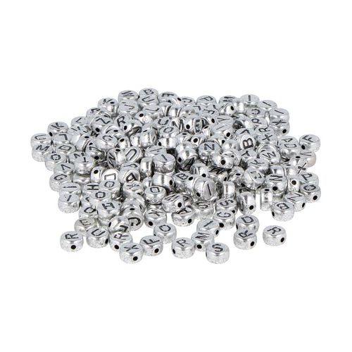 Bocal 1200 perles plastique lettres dia7mm trou1.2mm argent thumbnail image 1