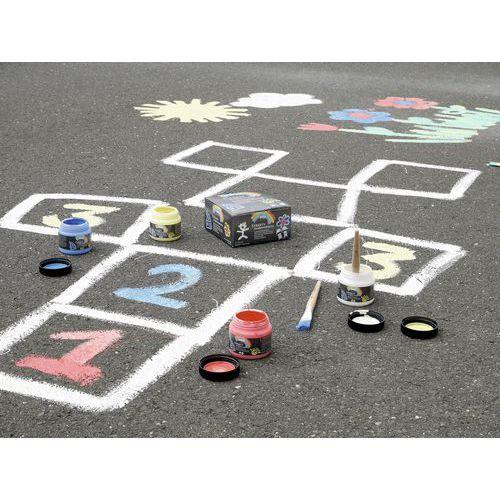 Illustration de : Set peinture à la craie liquide pour trottoir 6x200ml