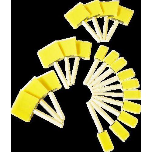 Illustration de : Lot 20 pinceaux mousse manche bois 25 & 75 mm