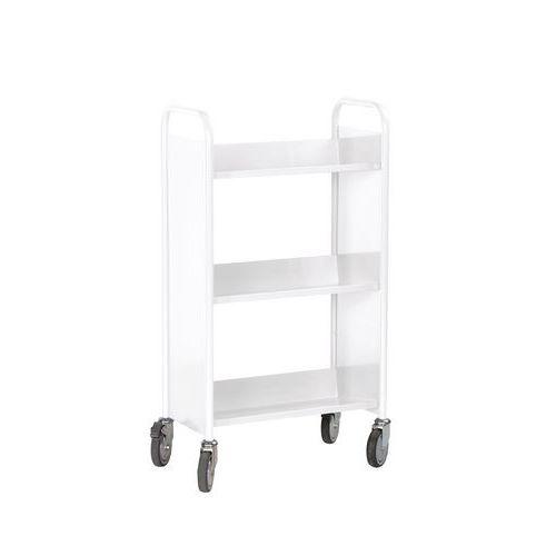 Chariot à livres 3 tablettes inclinées simple face blanc 9003 thumbnail image 1