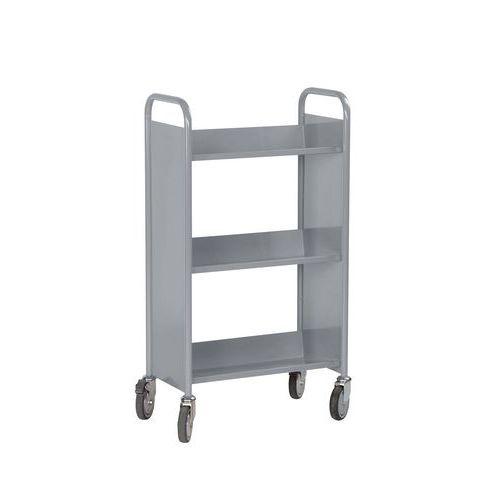Chariot à livres 3 tablettes inclinées simple face gris 7040 thumbnail image 1