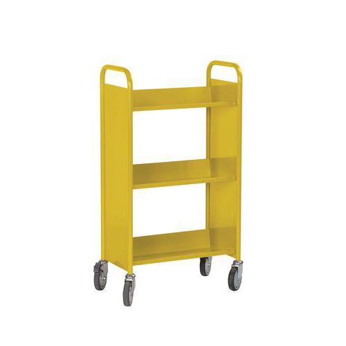Chariot à livres 3 tablettes inclinées simple face jaune 1018 thumbnail image 1