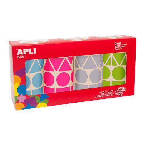 Illustration de : 4 rouleaux gommettes géométriques 27mm peps - Apli