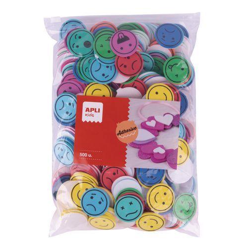 Illustration de : Sachet 500 formes mousse ''expressions'' adhésives - Apli