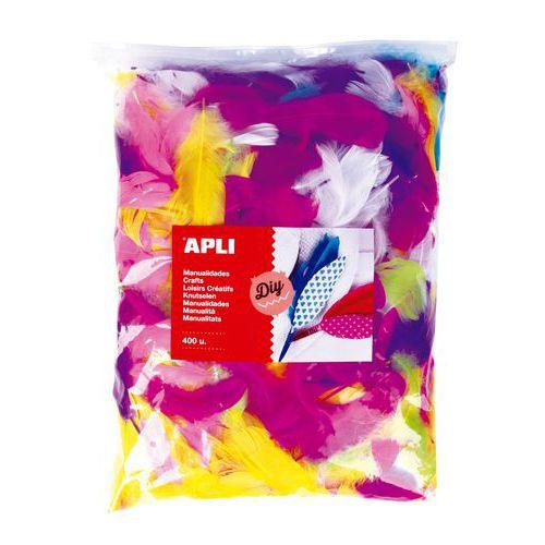 Illustration de : Sachet 400 plumes couleurs assorties - Apli