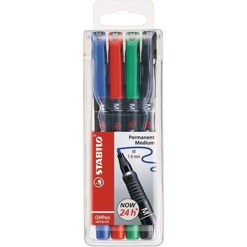 Pochette 4 feutres OHPen permanent pointe moyenne 1 mm Stabilo couleurs assortis thumbnail image 1