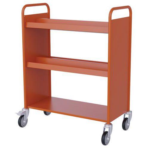 Chariot à livres double face, 4 bacs CD/DVD coloris orange RAL 2004 thumbnail image 1