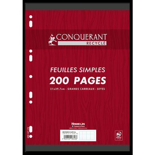 Paquet 100 feuillets simples 90g 200 p papier 100% recyclé thumbnail image 1
