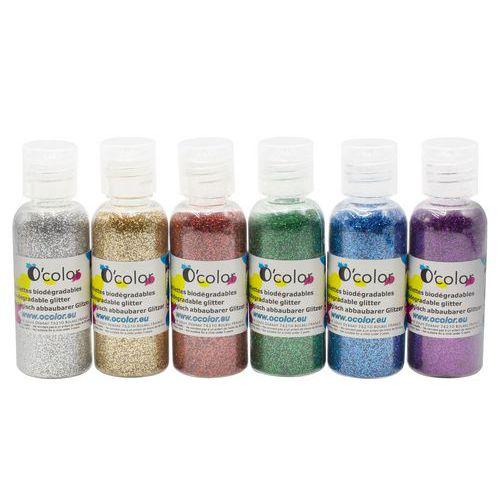 Illustration de : Set 6 flacons paillettes biodégradables ultrafines 6x22g - O'color