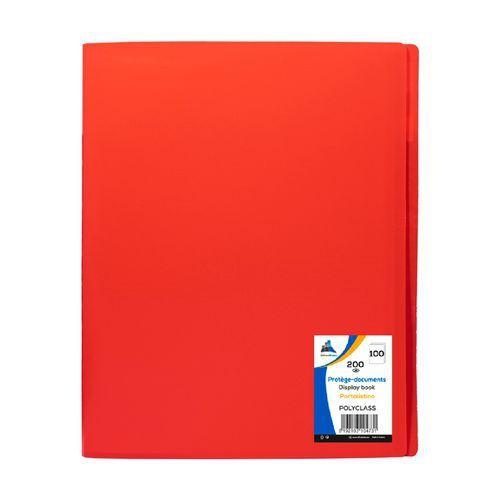 Reliure plastique 100 volets transparents A4 - Rouge thumbnail image 1