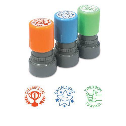 Illustration de : Ensemble 3 tampons de notation Félicitations encrage auto