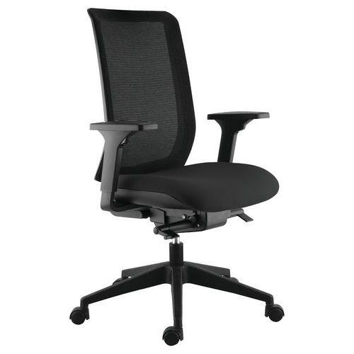 Fauteuil Max accoudoirs 3D dossier résille noire assise noire thumbnail image 1