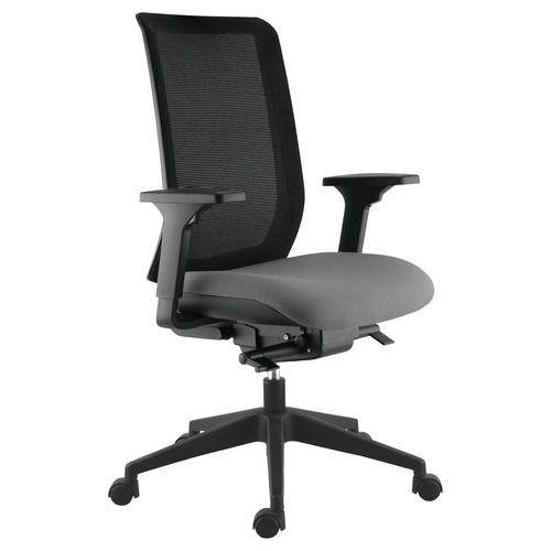 Fauteuil Max accoudoirs 3D dossier résille noire assise gris moyen thumbnail image 1