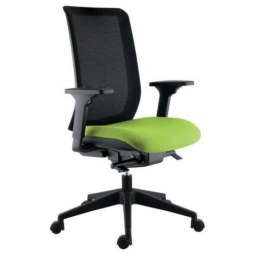 Fauteuil Max accoudoirs 3D dossier résille noire assise pistache thumbnail image 1