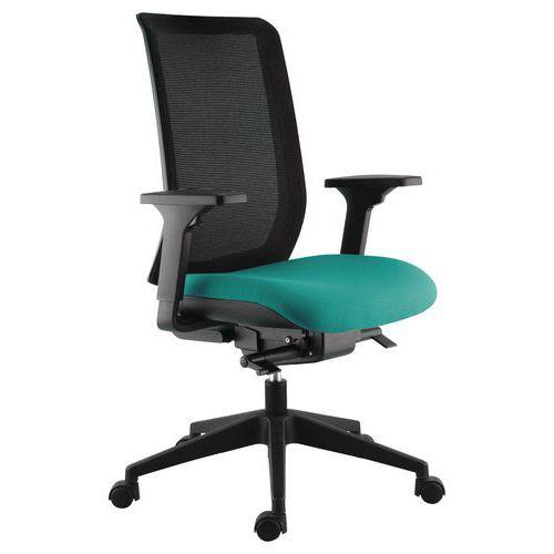 Fauteuil Max accoudoirs 3D dossier résille noire assise bleu vert thumbnail image 1